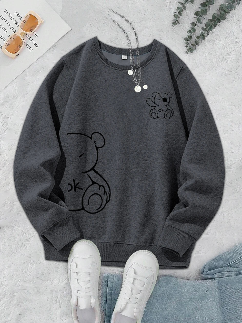 Unisex Katten Trui β Minimalistische Oversized Sweater met Kattenlijnprint