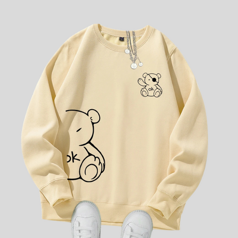 Unisex Katten Trui – Minimalistische Oversized Sweater met Kattenlijnprint