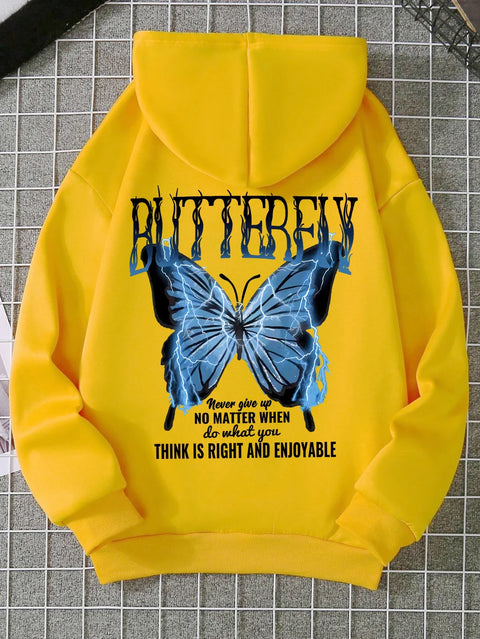 Butterfly Print Sweater – Oversized Unisex Trui met Tekst en Vlinderprint