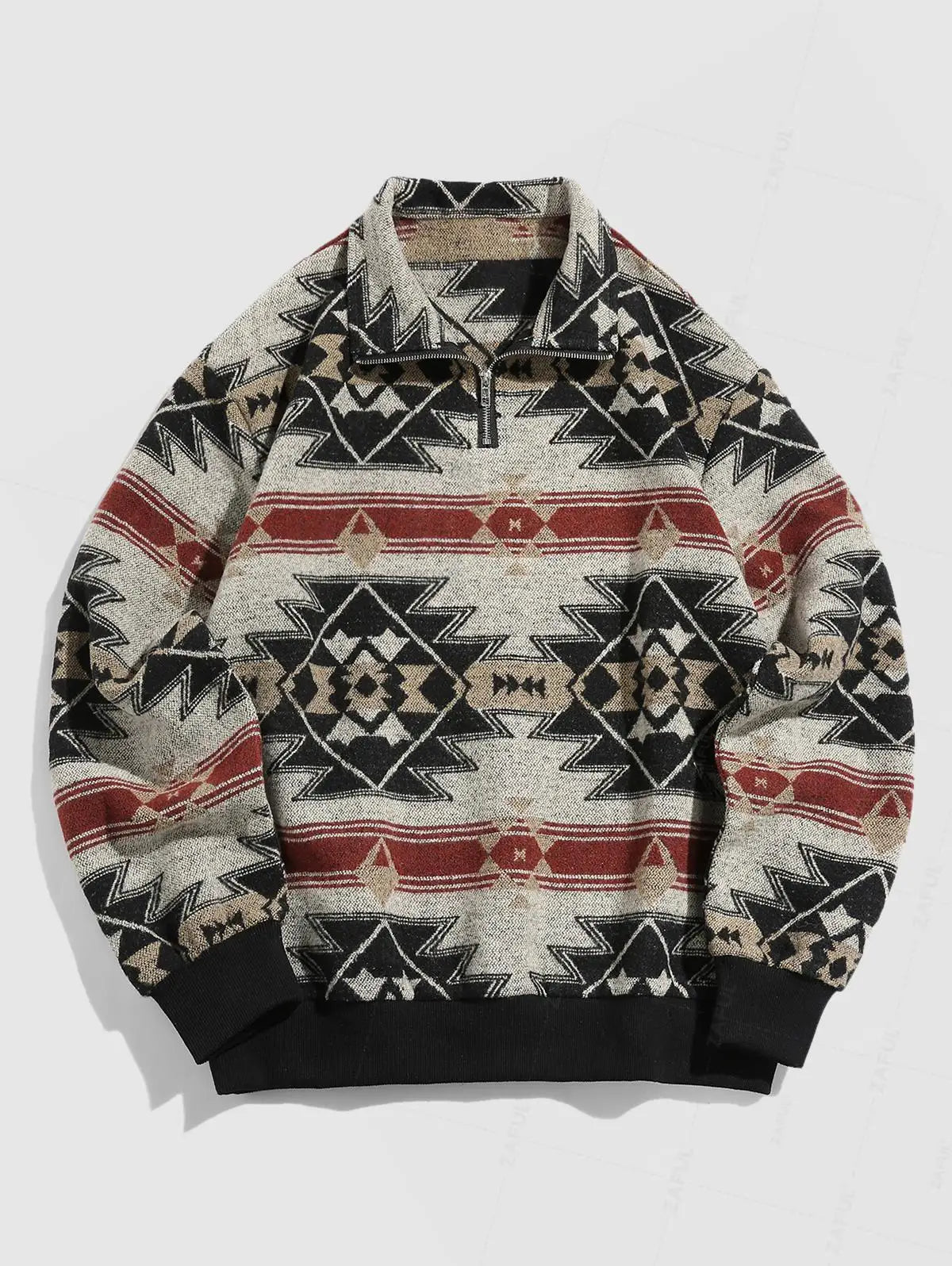 Vintage Gebreide Trui – Unisex Oversized Sweater met Etnisch Patroon