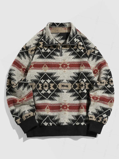 Vintage Gebreide Trui – Unisex Oversized Sweater met Etnisch Patroon