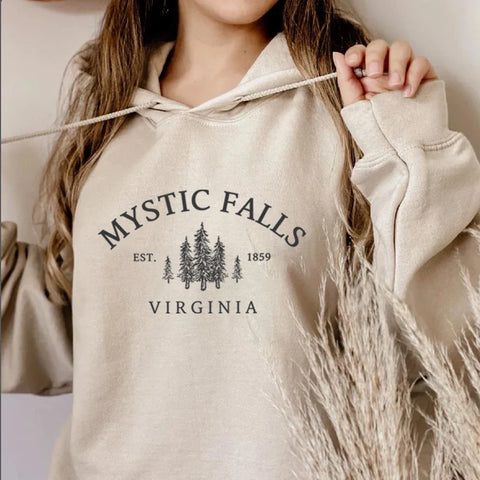 Mystic Falls Virginia Hoodie Salvatores Shirt Unisex Lange Mouw Ronde Hals Pullovers Hoodies Casual Trui Voor Vampierfans