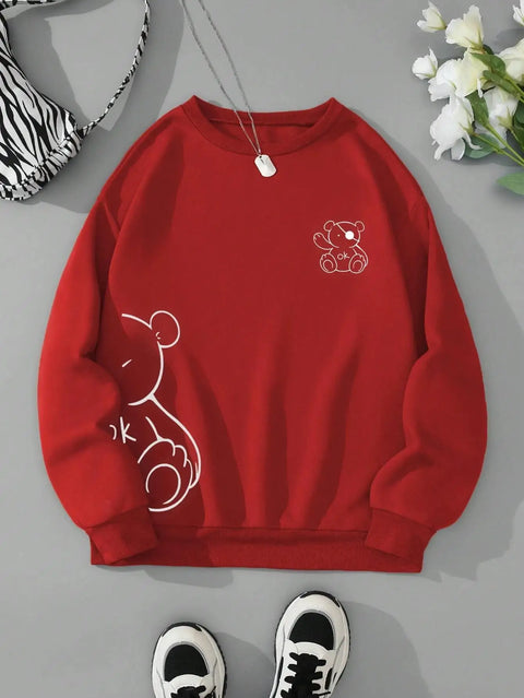Unisex Katten Trui – Minimalistische Oversized Sweater met Kattenlijnprint