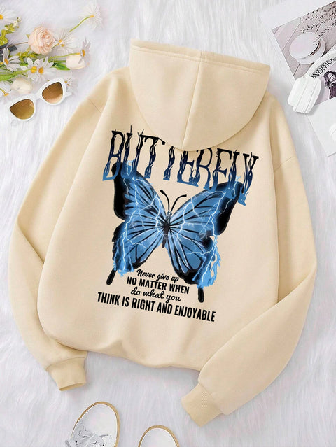 Butterfly Print Sweater – Oversized Unisex Trui met Tekst en Vlinderprint