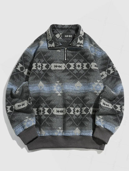 Vintage Gebreide Trui – Unisex Oversized Sweater met Etnisch Patroon