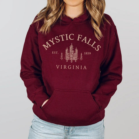 Mystic Falls Virginia Hoodie Salvatores Shirt Unisex Lange Mouw Ronde Hals Pullovers Hoodies Casual Trui Voor Vampierfans