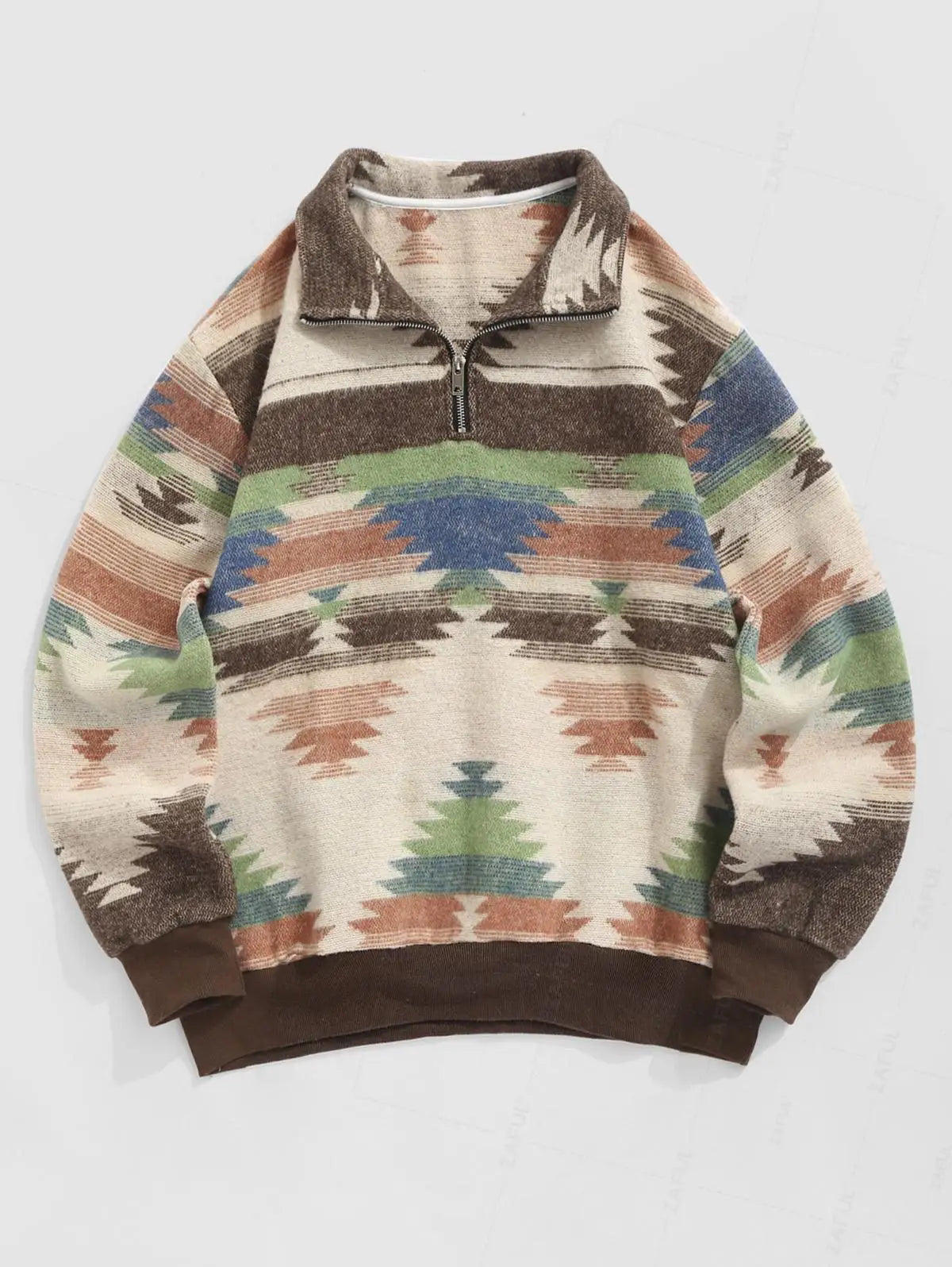 Vintage Gebreide Trui – Unisex Oversized Sweater met Etnisch Patroon