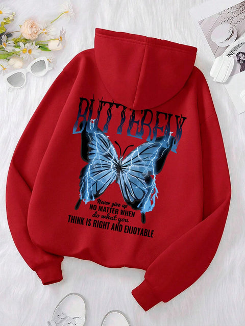 Butterfly Print Sweater – Oversized Unisex Trui met Tekst en Vlinderprint