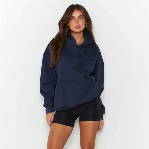 Unisex Navy Blauwe Hoodie – Comfortabele Oversized Sweater met Capuchon