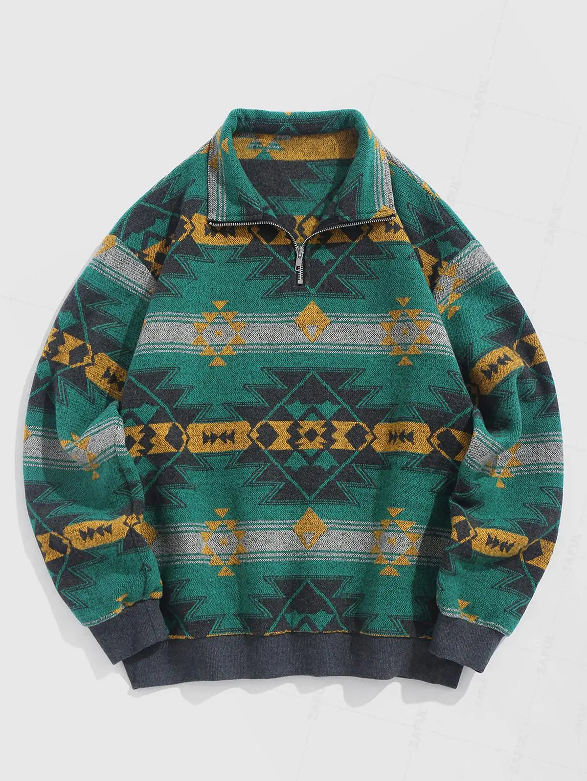 Vintage Gebreide Trui – Unisex Oversized Sweater met Etnisch Patroon