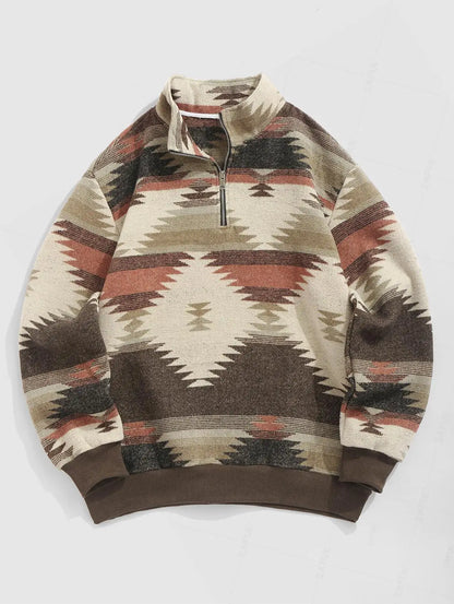 Vintage Gebreide Trui – Unisex Oversized Sweater met Etnisch Patroon