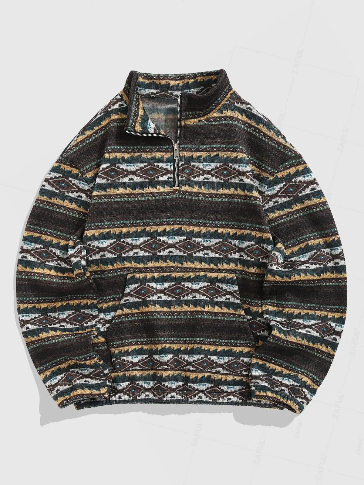 Vintage Gebreide Trui – Unisex Oversized Sweater met Etnisch Patroon