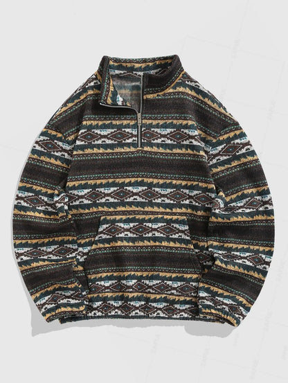 Vintage Gebreide Trui – Unisex Oversized Sweater met Etnisch Patroon