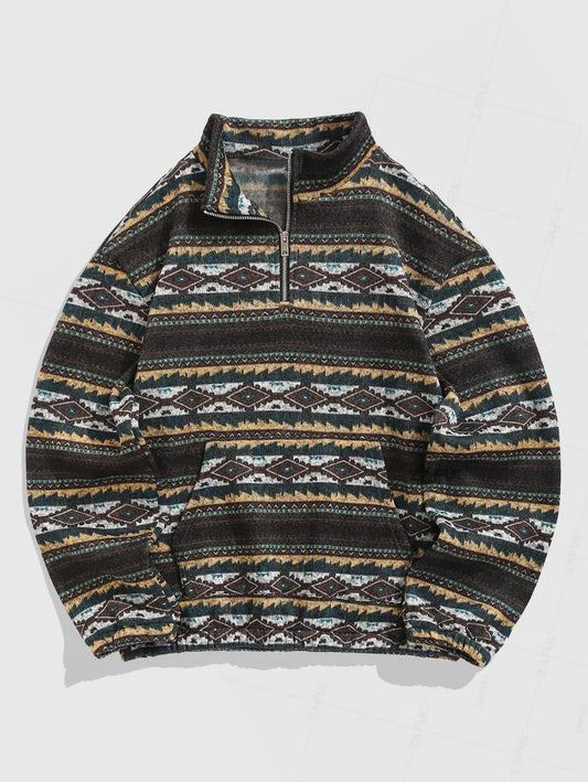 Vintage Gebreide Trui – Unisex Oversized Sweater met Etnisch Patroon