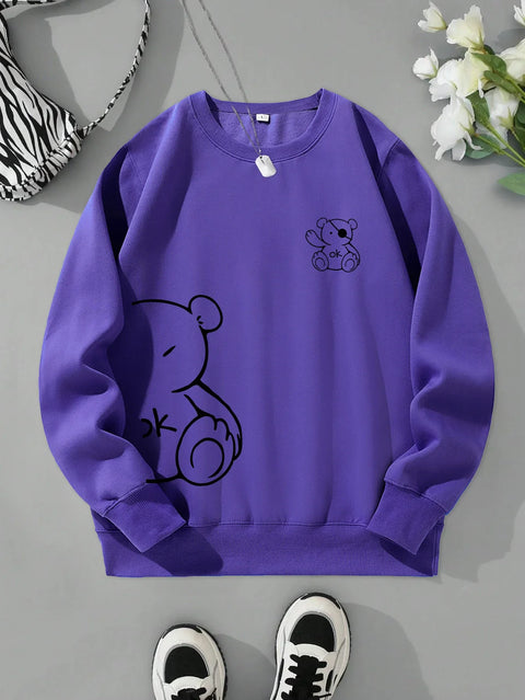 Unisex Katten Trui – Minimalistische Oversized Sweater met Kattenlijnprint